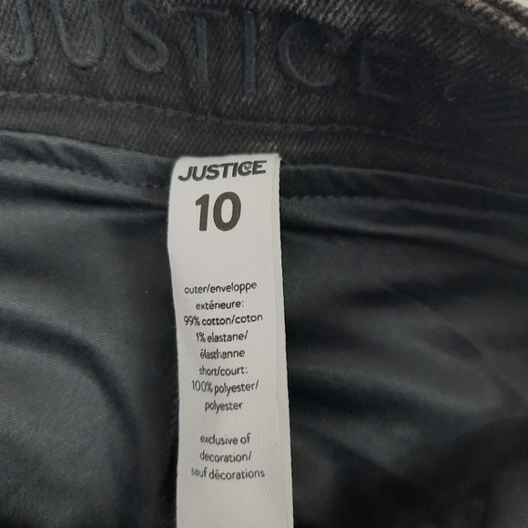 NWT Justice Denim Raw Hem Leopard Print‎ Black Jean Skirt Size 10 Girls - Picture 10 of 11